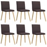vidaXL Chaises à manger lot de 6 marron foncé tissu