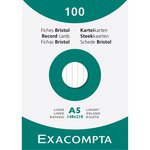 Étui De 100 Fiches - Bristol Ligné Non Perforé 148x210mm - Blanc - X 10 - Exacompta