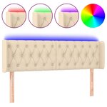 vidaXL Tête de lit à LED Crème 147x16x78/88 cm Tissu