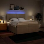 vidaXL Sommier à lattes de lit avec matelas Crème 200x200 cm Tissu