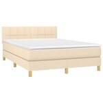 vidaXL Sommier à lattes de lit avec matelas LED Crème 140x190 cm Tissu