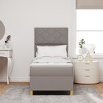vidaXL Lit à ressorts avec matelas & LED taupe 80x200 cm tissu