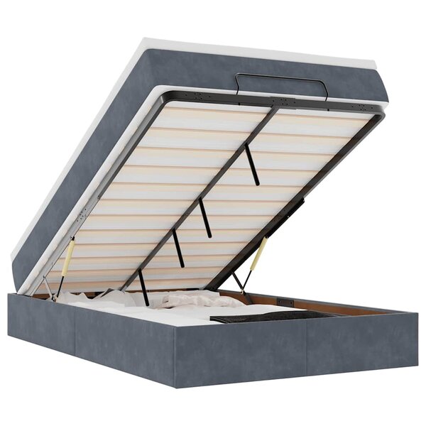 vidaXL Cadre de lit ottoman et matelas gris foncé 120x200 cm velours