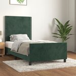 vidaXL Cadre de lit avec tête de lit Vert foncé 100x200 cm Velours