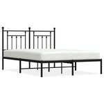 vidaXL Cadre de lit métal avec tête de lit noir 140x190 cm