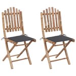 vidaXL Chaises pliables de jardin lot de 2 avec coussins Bambou