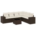 vidaXL Salon de jardin avec coussins 7 Pièces marron résine tressée