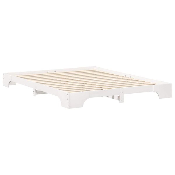 vidaXL Cadre de lit surélevé avec stockage Blanc bois
