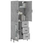 vidaXL Buffet haut Gris béton 69 5x34x180 cm Bois d'ingénierie