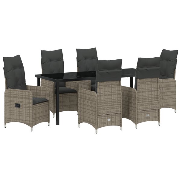 vidaXL Ensemble de salle à manger de jardin 7 pièces avec coussins Gris en rotin synthétique