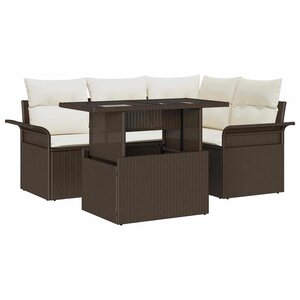 vidaXL Ensemble de canapé de jardin 5 Pièces Marron Poly rotin