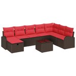 vidaXL Ensemble de Canapés 9 Pièces Marron et rouge polyrotin