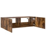 vidaXL Meuble TV mural avec lumières LED chêne fumé 100x35x31 cm