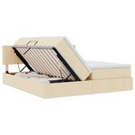 vidaXL Lit de rangement LED avec matelas Crème 200 x 200 cm Tissu