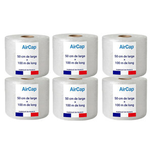 6 rouleaux de film papier bulle tricouche Aircap largeur 50 cm x longueur 100 mètres