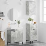 vidaXL Ensemble de mobilier de salle de bain Plaid 3 Pièces Gris béton
