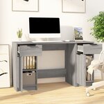 vidaXL Bureau avec armoire latérale Sonoma gris Bois d'ingénierie