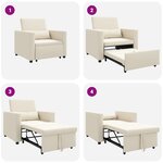 vidaXL Canapé Lit Simple Blanc crème 90 x 165 x 87 cm tissu