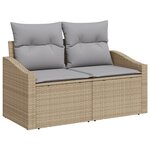 Ensemble de Canapés de Jardin 9 pièces avec Coussins Rattan Poly Beige Acacia
