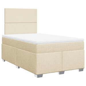vidaXL Sommier à lattes de lit avec matelas Crème 120x200 cm Tissu