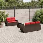 vidaXL Salon de jardin 6 Pièces avec coussins marron résine tressée