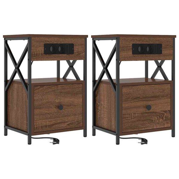 vidaXL Cabinet de chevet 2 Pièces Chêne marron 40 x 31 x 60 cm