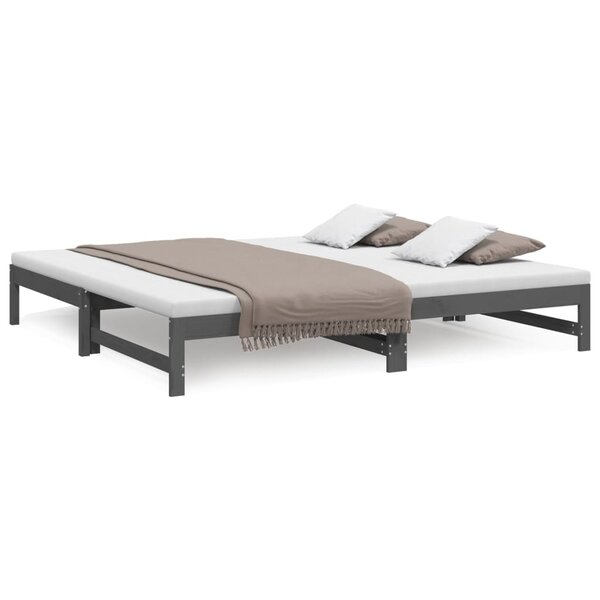 vidaXL Lit coulissant sans matelas gris 2x(100x200) cm