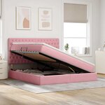 vidaXL Lit avec rangement et LED avec LED Rose 180 x 200 cm Velours