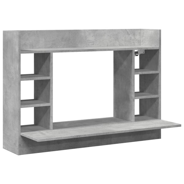 vidaXL Bureau mural gris béton 105x48x75 cm bois d'ingénierie