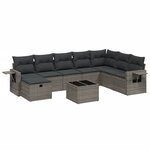 vidaXL Salon de jardin 9 Pièces avec coussins gris résine tressée