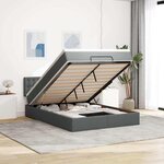 vidaXL Lit ottoman avec matelas et LED gris foncé 140x200 cm tissu