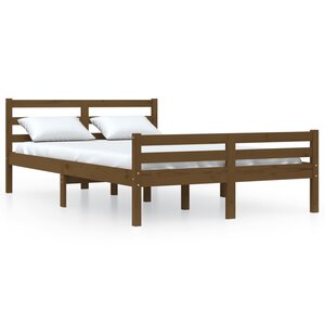 vidaXL Cadre de lit sans matelas marron miel bois massif 135x190 cm