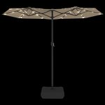 vidaXL Parasol de jardin à double tête avec LED taupe 316x145 cm