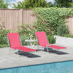 vidaXL Chaises longues pliables lot de 2 Acier et tissu Rose