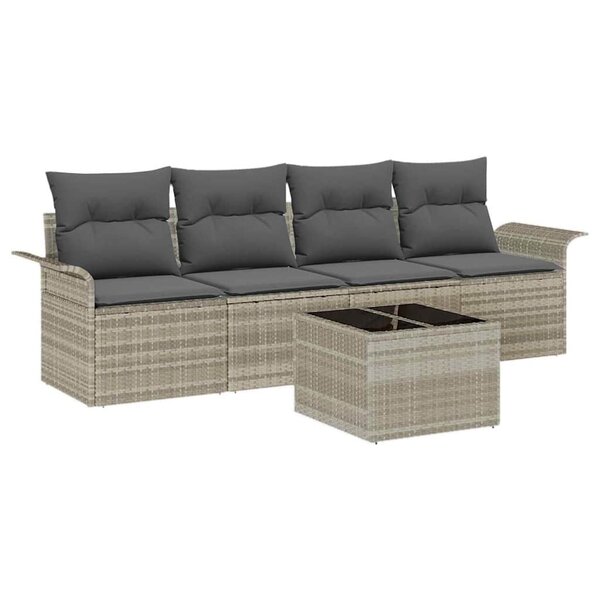 vidaXL Ensemble de canapé de jardin 5 Pièces Gris Clair  Gris Foncé