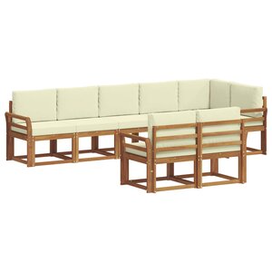 vidaXL Ensemble de canapés d'extérieur 8 pc Naturel et Crème
