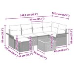 Ensemble de Canapés de Jardin 7 Pièces avec Coussins Beige Poly Rotin Acacia