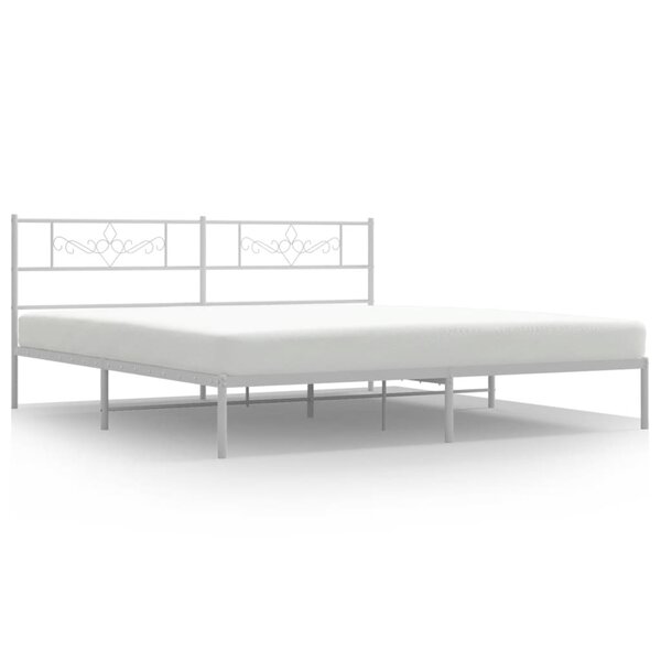 vidaXL Cadre de lit métal sans matelas et tête de lit blanc 200x200 cm