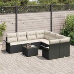 vidaXL Ensemble de canapé de jardin 9 Pièces Noir Poly rotin