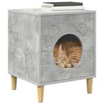 vidaXL Maison pour chat Béton 42 5 x 40 x 53 cm Bois d'ingénierie