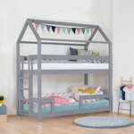 Lit superposé cabane MONTY 222 cm gris