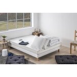 Matelas mousse ferme 140 x 190 14 cm + Sommier + Couette + 2 oreillers 60 x 60 cm