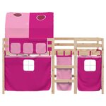 vidaXL Lit mezzanine enfants avec tunnel sans matelas rose 90x190 cm