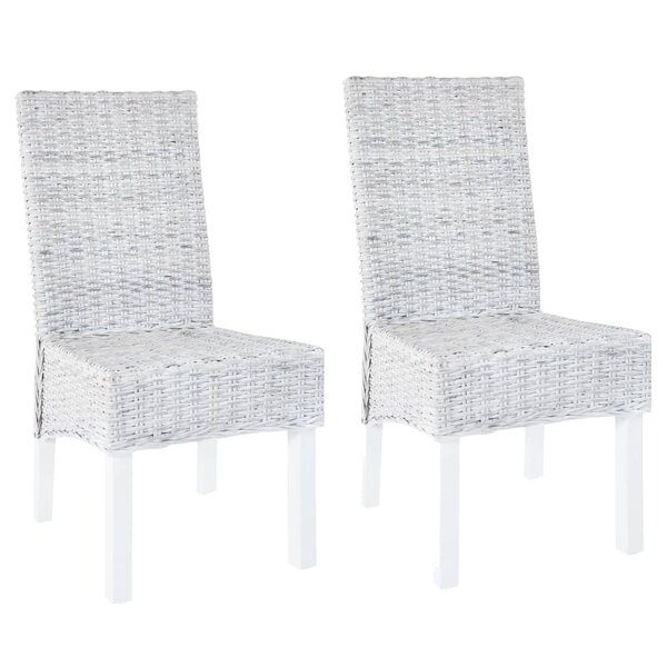 vidaXL Chaises à manger lot de 2 rotin kubu et bois d'acajou