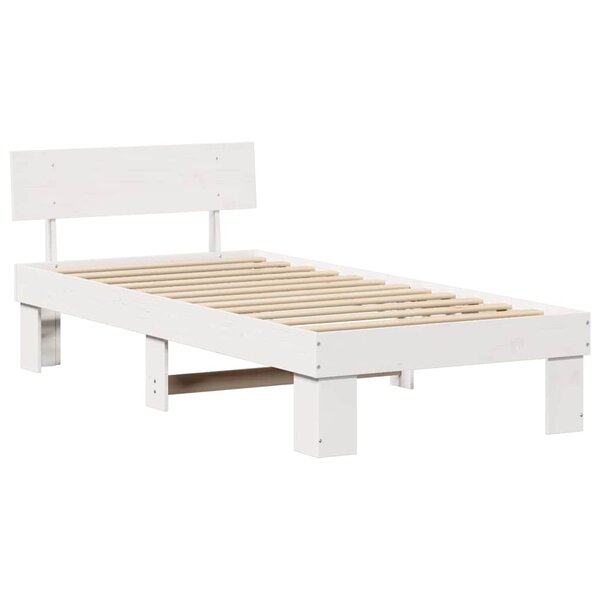 vidaXL Cadre de lit Blanc 90 x 190 cm Bois massif en pin
