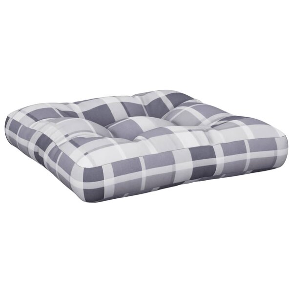 vidaXL Coussin de palette motif à carreaux gris 60x60x12 cm tissu