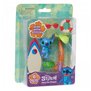 Coffret Disney Stitch avec Figurine Planche de Surf et Palmier - Idéal pour les Fans de Stitch