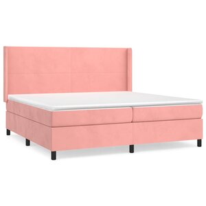 vidaXL Sommier à lattes de lit avec matelas Rose 200x200 cm Velours