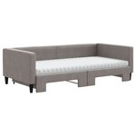 vidaXL Lit de jour avec gigogne et matelas taupe 100x200 cm tissu