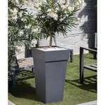 EDA Pot de fleurs XXL Toscane - Carré - 43,3 x 43,3 x H 80 cm - 98 L - Gris anthracite